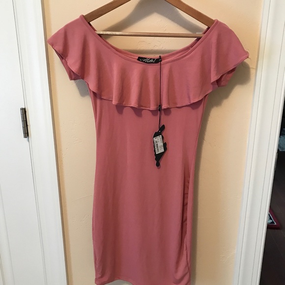 NWT Revolve Blush Off Shoulder Dress | Motel Brand - Picture 2 of 4